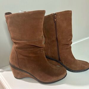 Brown Suede Wedge Boots